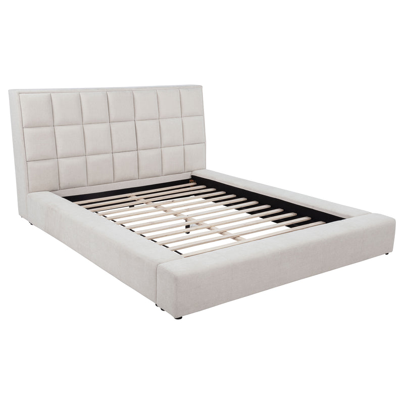 Dreux Upholstered California King Panel Platform Bed Cream