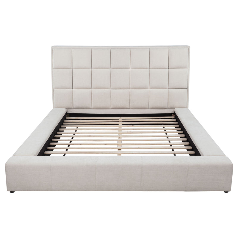 Dreux Upholstered Queen Panel Platform Bed Cream