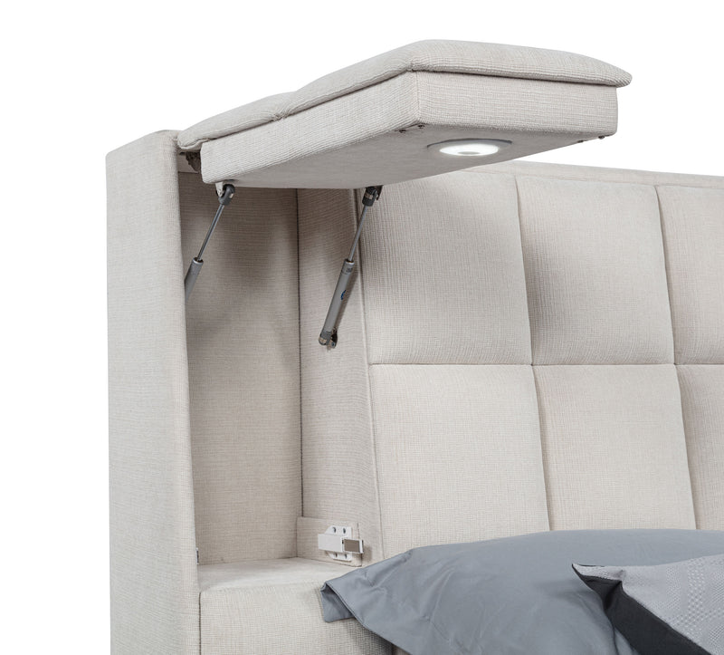 Dreux Upholstered Queen Panel Platform Bed Cream