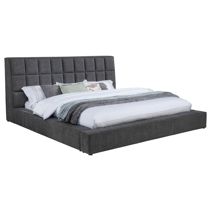 Dreux Upholstered Eastern King Panel Platform Bed Grey