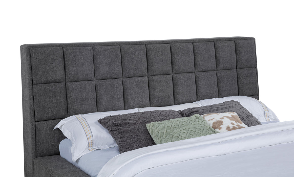 Dreux Upholstered California King Panel Platform Bed Grey
