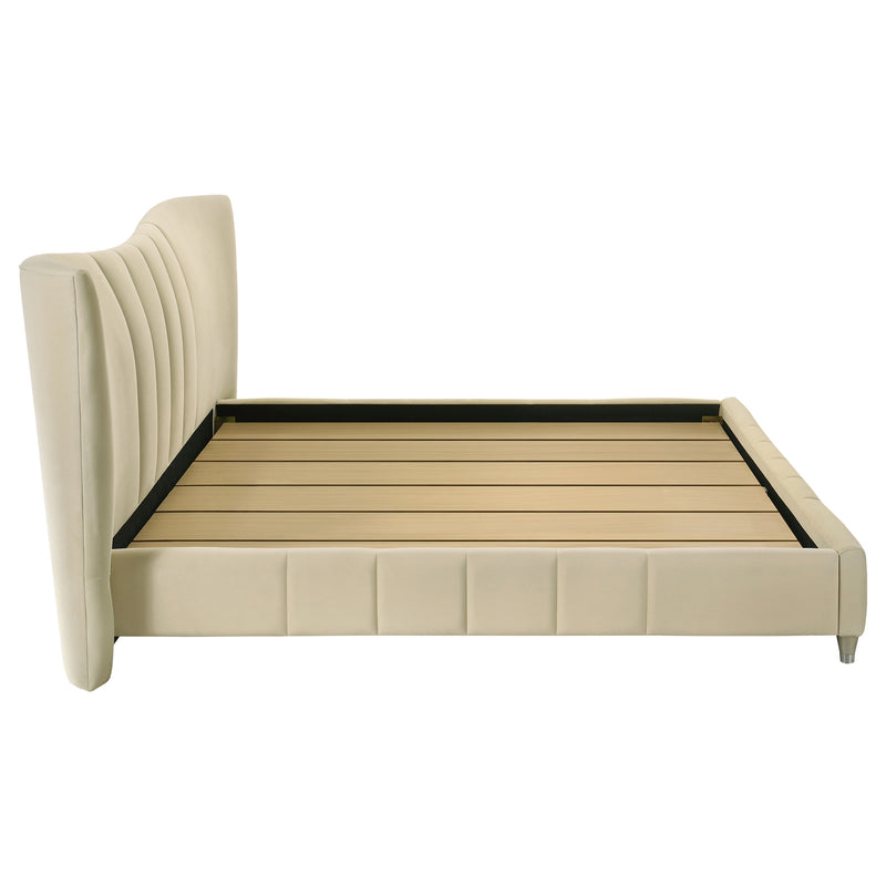 Evelyn Upholstered Eastern King Panel Platform Bed Ivory