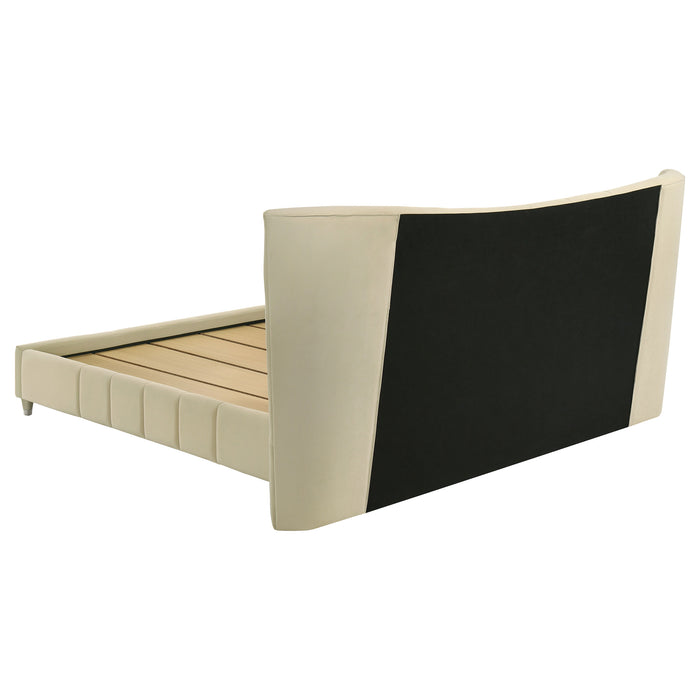 Evelyn Upholstered Eastern King Panel Platform Bed Ivory