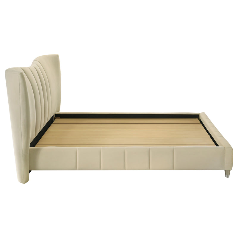 Evelyn Upholstered Queen Panel Platform Bed Ivory