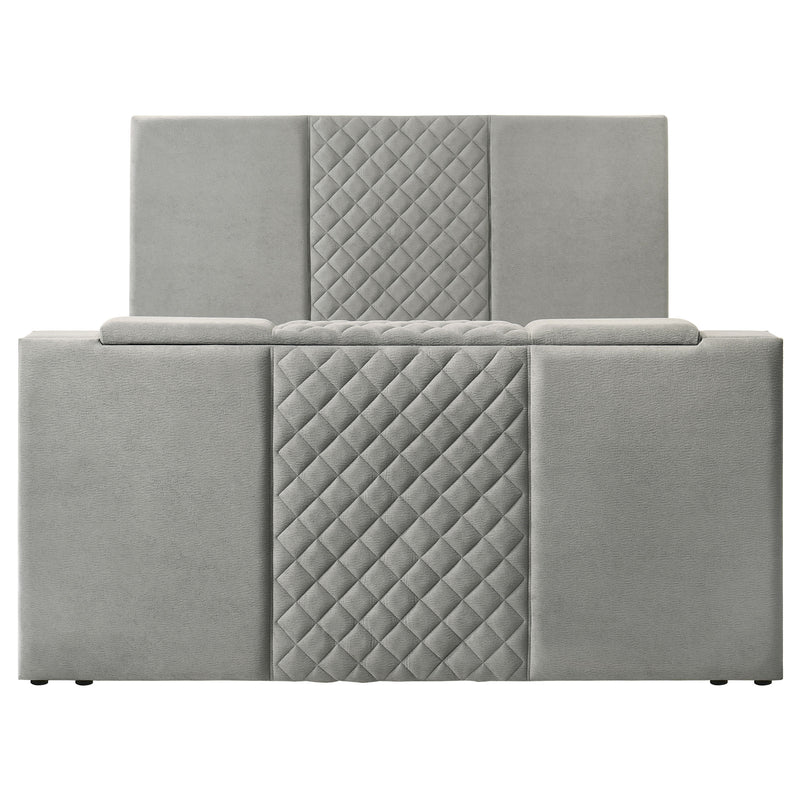 Tara 61-inch Upholstered Eastern King Panel TV Bed Grey