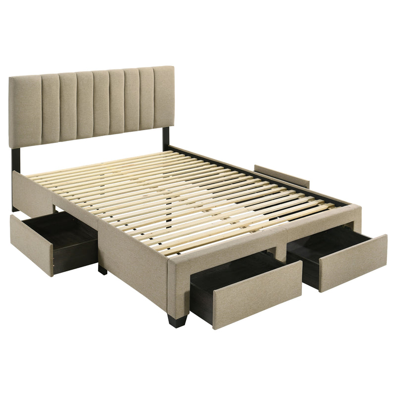 Wheatland 4-drawer Upholstered Eastern King Storage Bed Brown