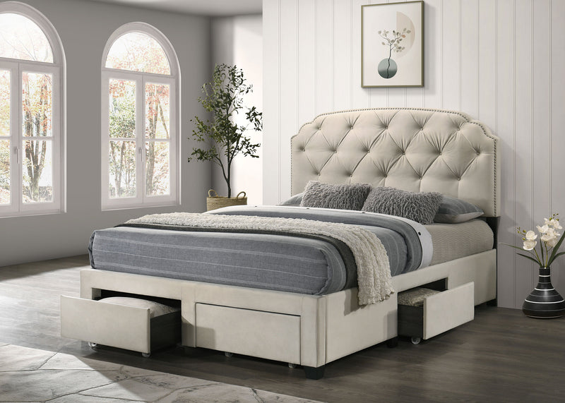 Marianna 4-drawer Upholstered Full Storage Bed Cream
