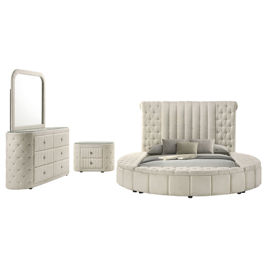 Sonya 4-piece Upholstered Queen Bedroom Set Ivory