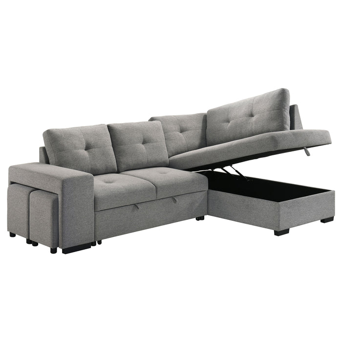 Roanne Fabric Upholstered Sleeper Sectional Sofa Grey