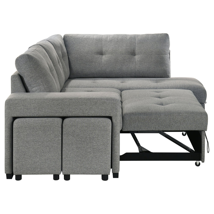 Roanne Fabric Upholstered Sleeper Sectional Sofa Grey