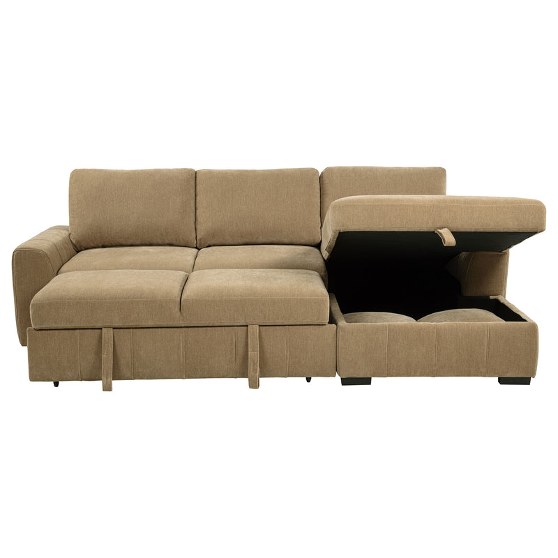 Pastrana Upholstered Sleeper Sectional Sofa RAF Chaise Camel