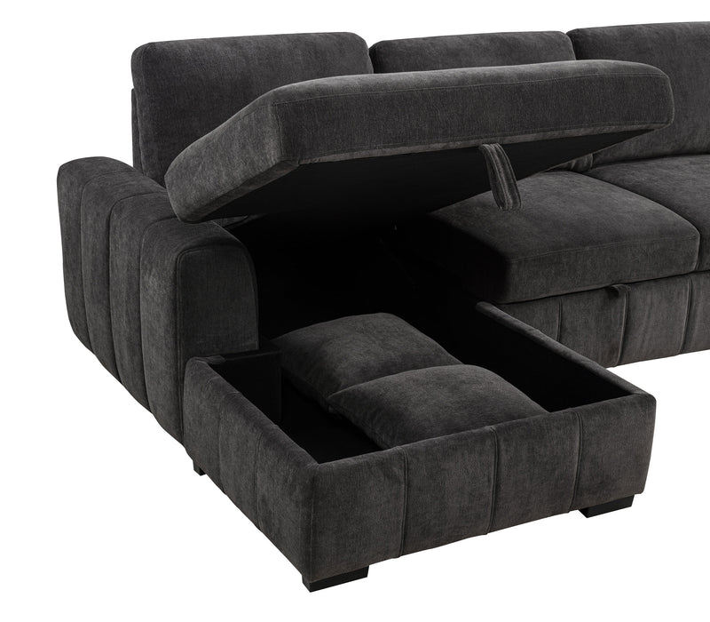 Pastrana Upholstered Sleeper Sectional Sofa LAF Chaise Grey