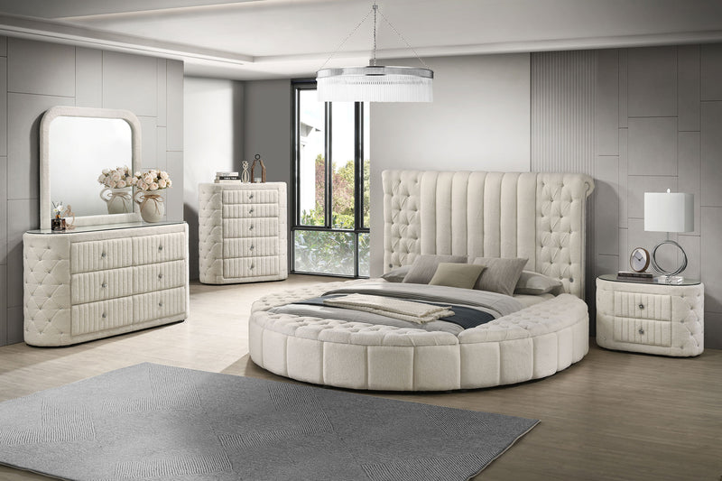 Sonya 6-drawer Upholstered Bedroom Dresser with Mirror Ivory