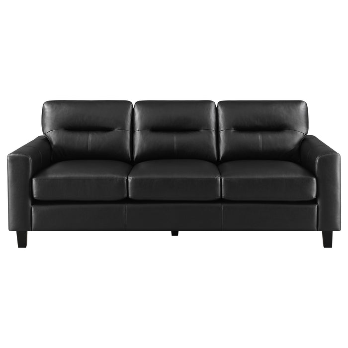 Scotland 3-piece Faux Leather Upholstered Sofa Set Black