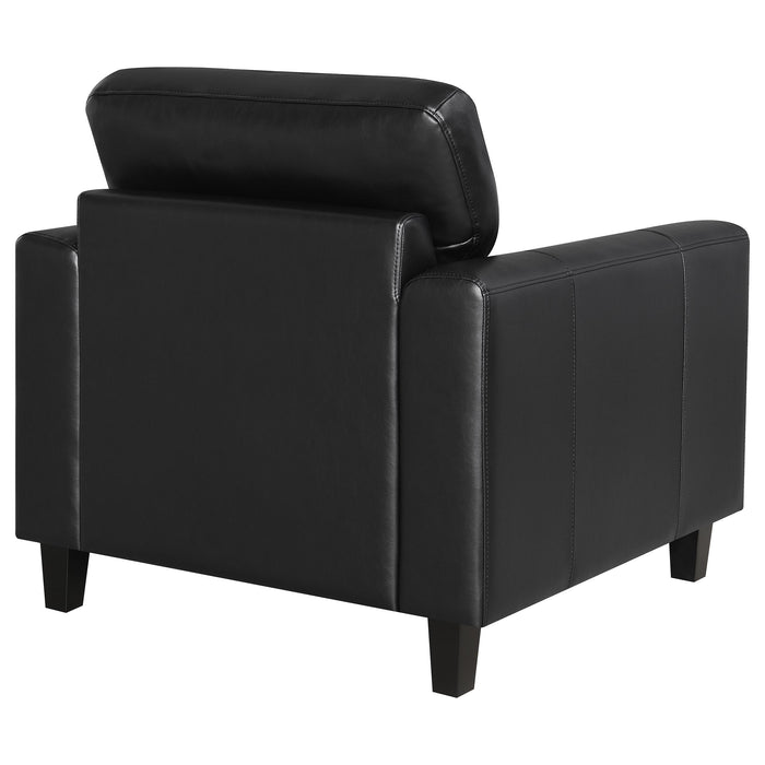 Scotland Faux Leather Upholstered Track Arm Chair Black