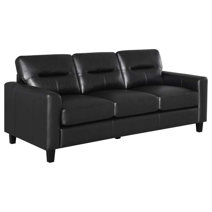 Scotland 2-piece Faux Leather Upholstered Sofa Set Black
