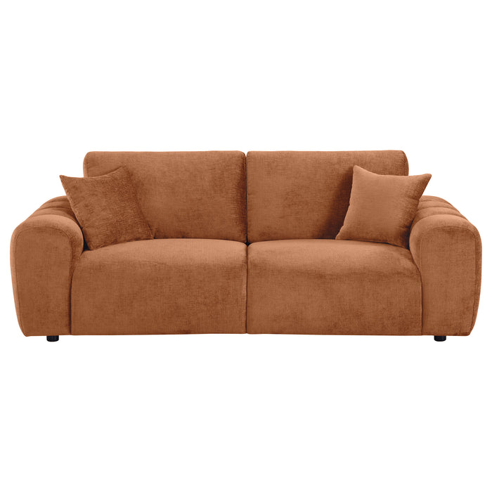 Burnett Chenille Upholstered Wide Arm Sofa Burnt Orange