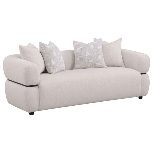 Jeanette 2-piece Fabric Upholstered Round Arm Sofa Set Beige
