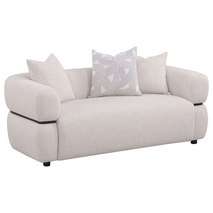 Jeanette 73-inch Fabric Upholstered Round Arm Loveseat Beige