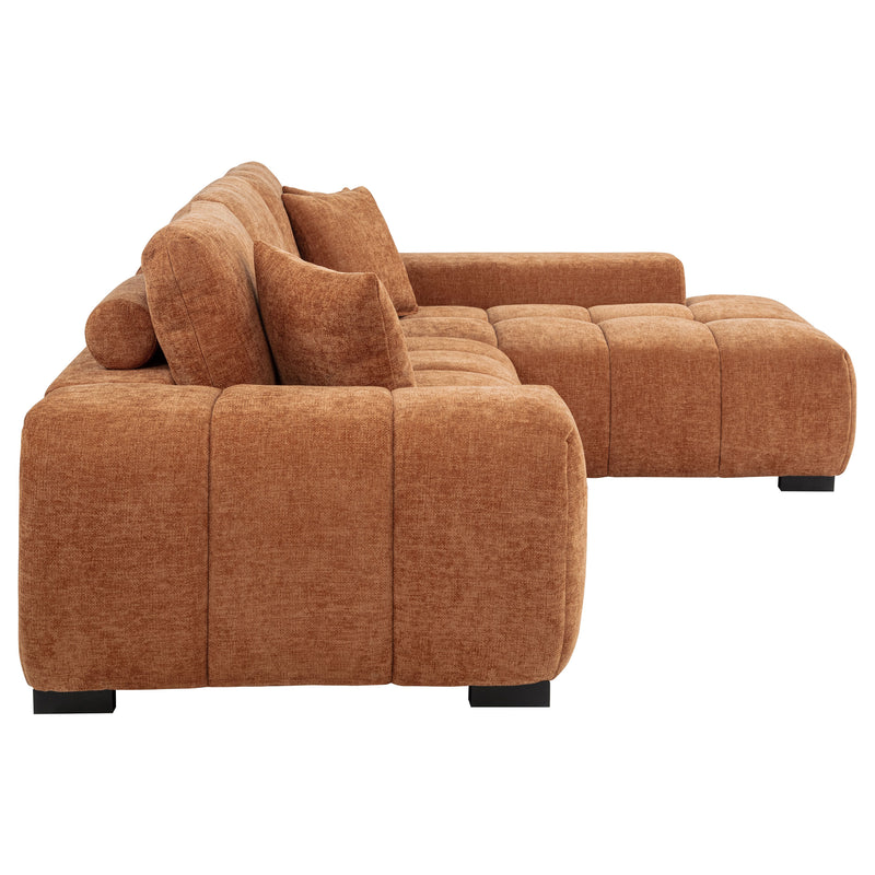 Octavia Tufted 2-Piece Sectional Chaise Sofa Orange