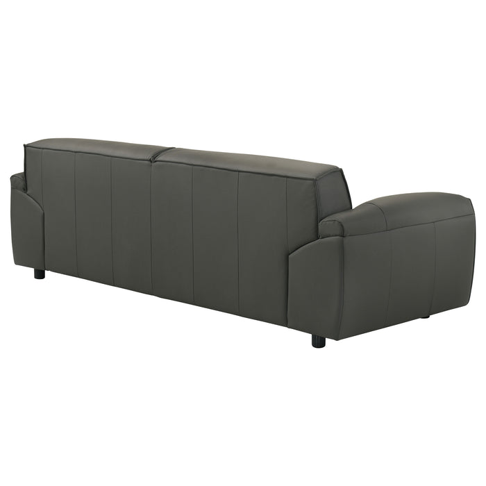 Buxton Top Grain Leather Upholstered Sofa Graphite