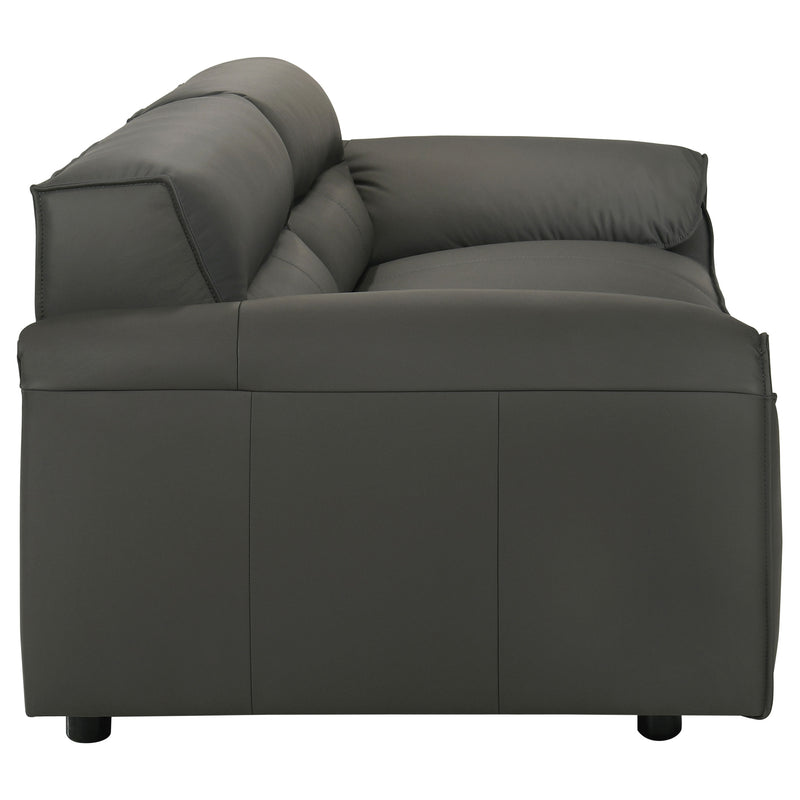 Buxton Top Grain Leather Upholstered Sofa Graphite