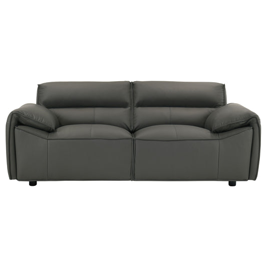 Buxton Top Grain Leather Upholstered Loveseat Graphite