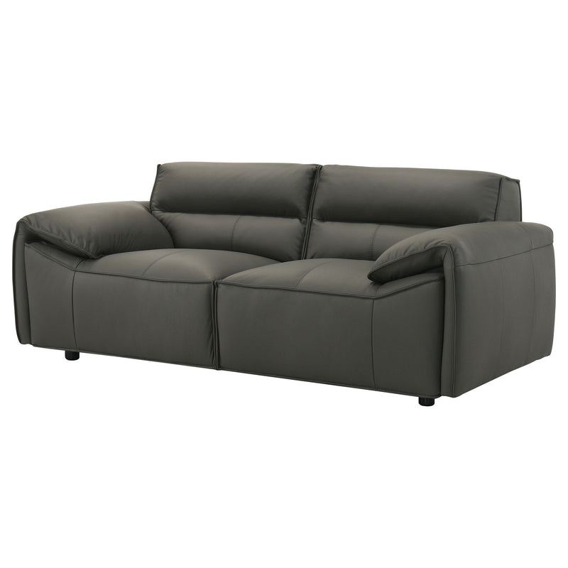 Buxton Top Grain Leather Upholstered Loveseat Graphite