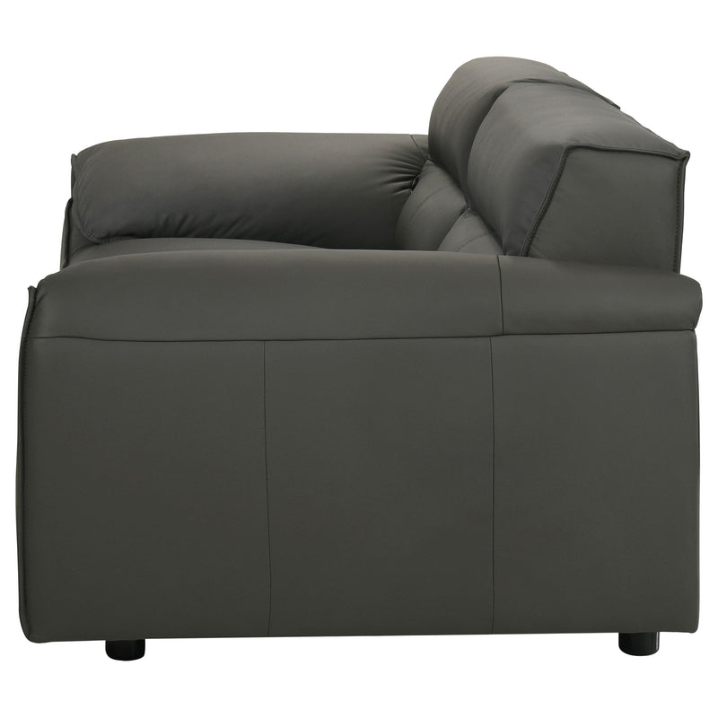 Buxton Top Grain Leather Upholstered Loveseat Graphite