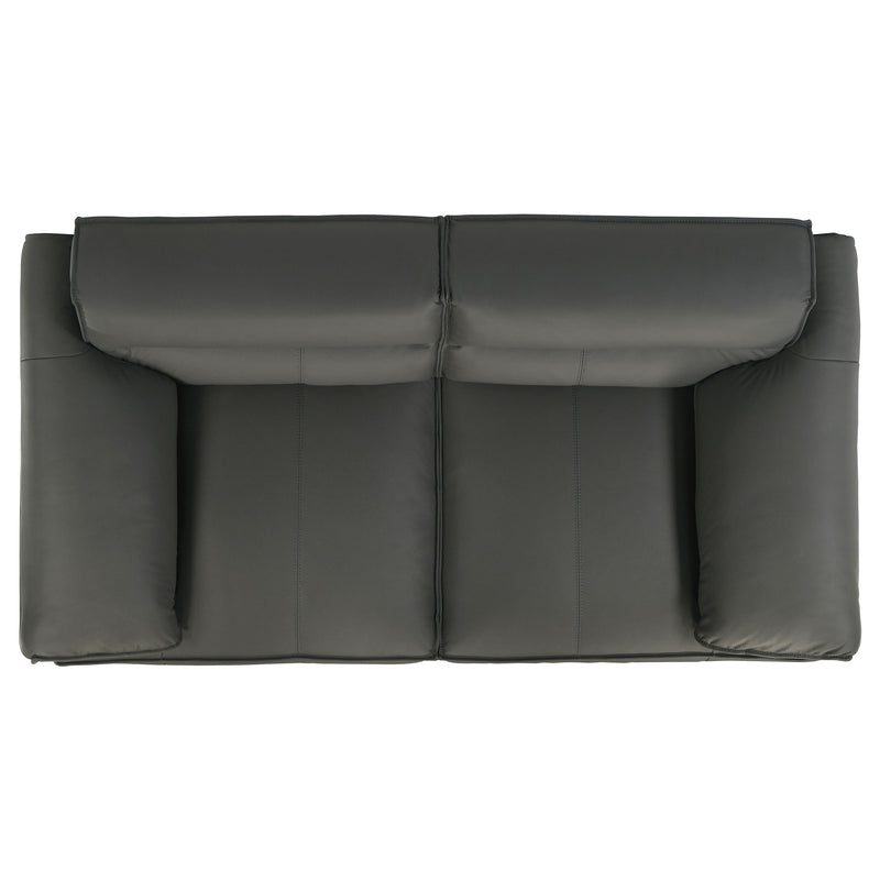 Buxton Top Grain Leather Upholstered Loveseat Graphite