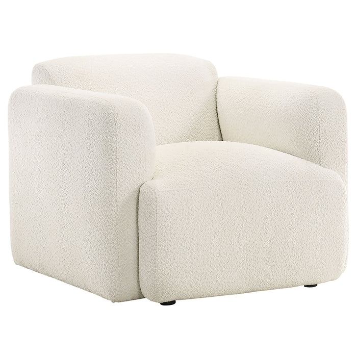 Dorset Fabric Upholstered Round Track Arm Accent Chair White