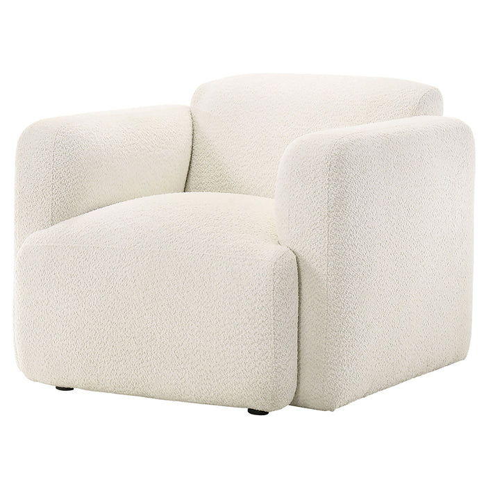 Dorset Fabric Upholstered Round Track Arm Accent Chair White