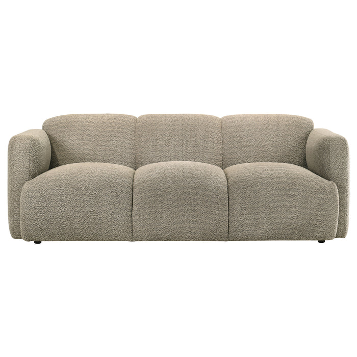 Dorset 2-piece Upholstered Round Track Arm Sofa Set Brown