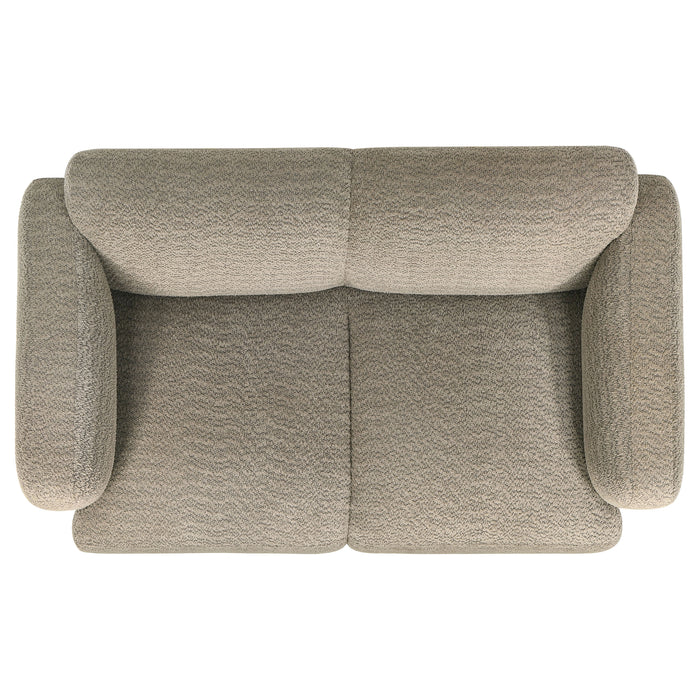 Dorset Fabric Upholstered Round Track Arm Loveseat Brown