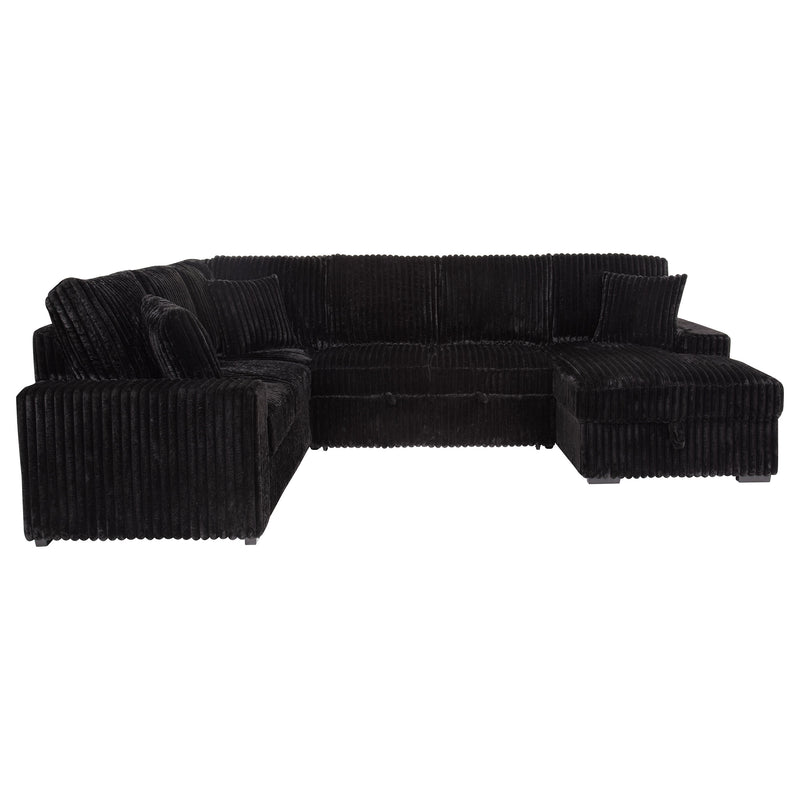 Devonshire Sleeper Sectional Sofa Storage Chaise Black