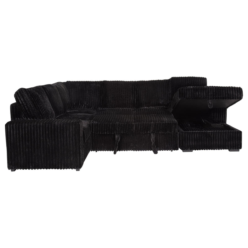 Devonshire Sleeper Sectional Sofa Storage Chaise Black