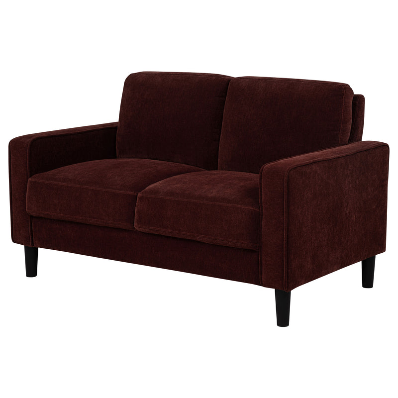 Ruth Fabric Upholstered Track Arm Loveseat Rust Red