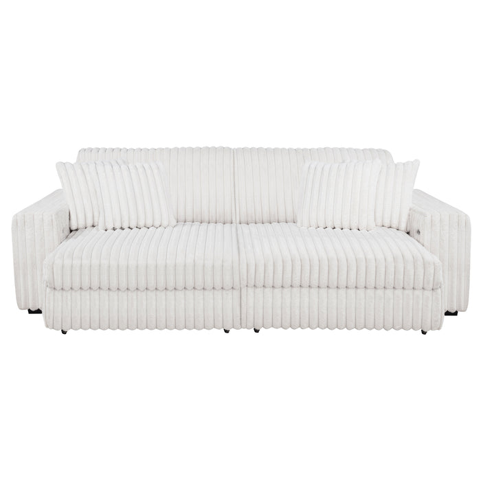 Jacana Corduroy Upholstered Dual Power Chaise Sofa Ivory