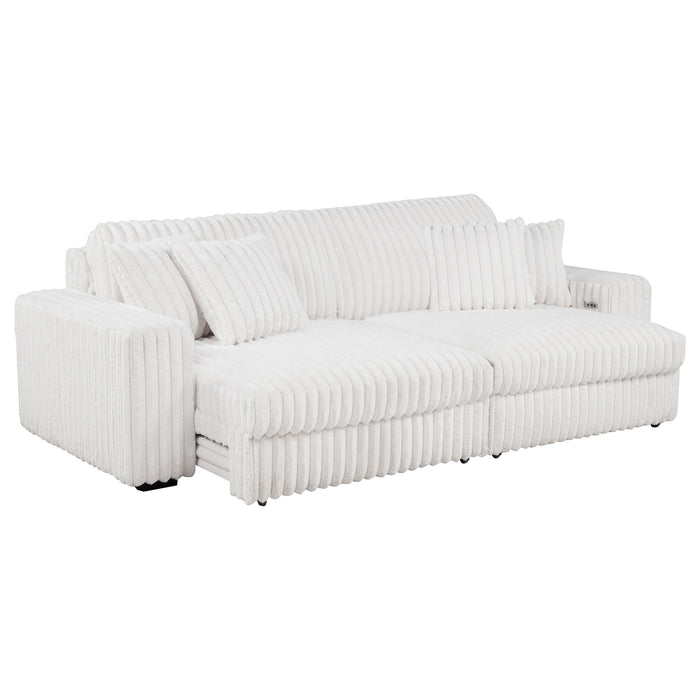 Jacana Corduroy Upholstered Dual Power Chaise Sofa Ivory