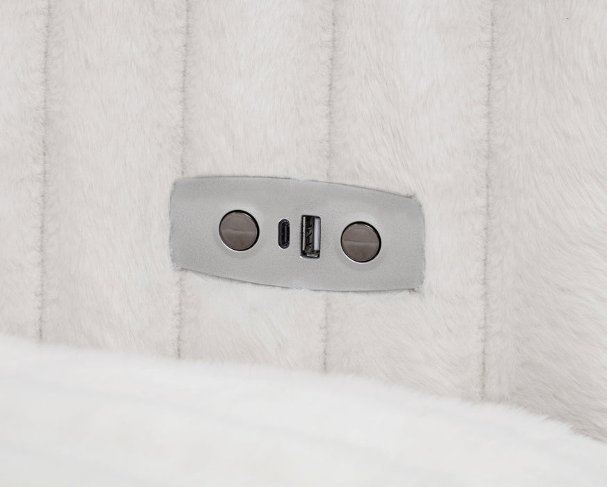 Jacana Corduroy Upholstered Dual Power Chaise Sofa Ivory