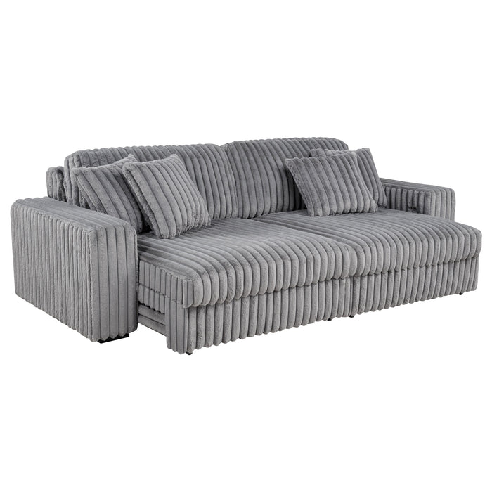 Jacana Corduroy Upholstered Dual Power Chaise Sofa Grey