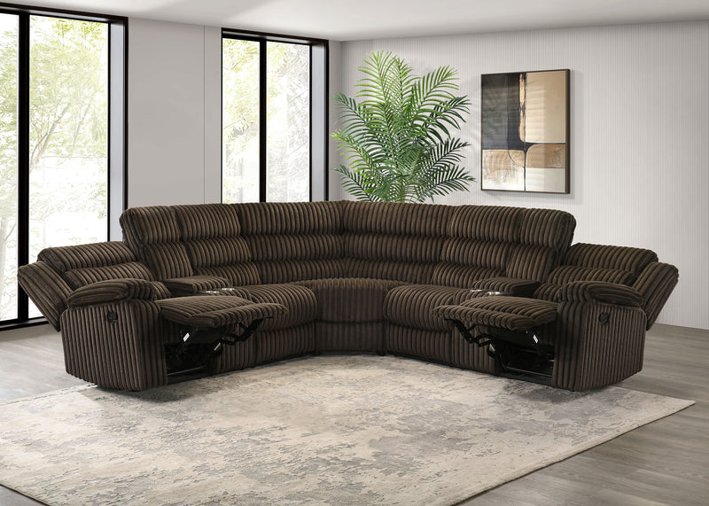 Atkinson Upholstered Reclining Sectional Sofa Chocolate