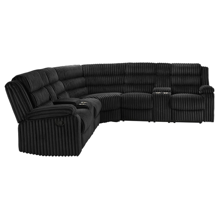 Atkinson Upholstered Reclining Sectional Sofa Black