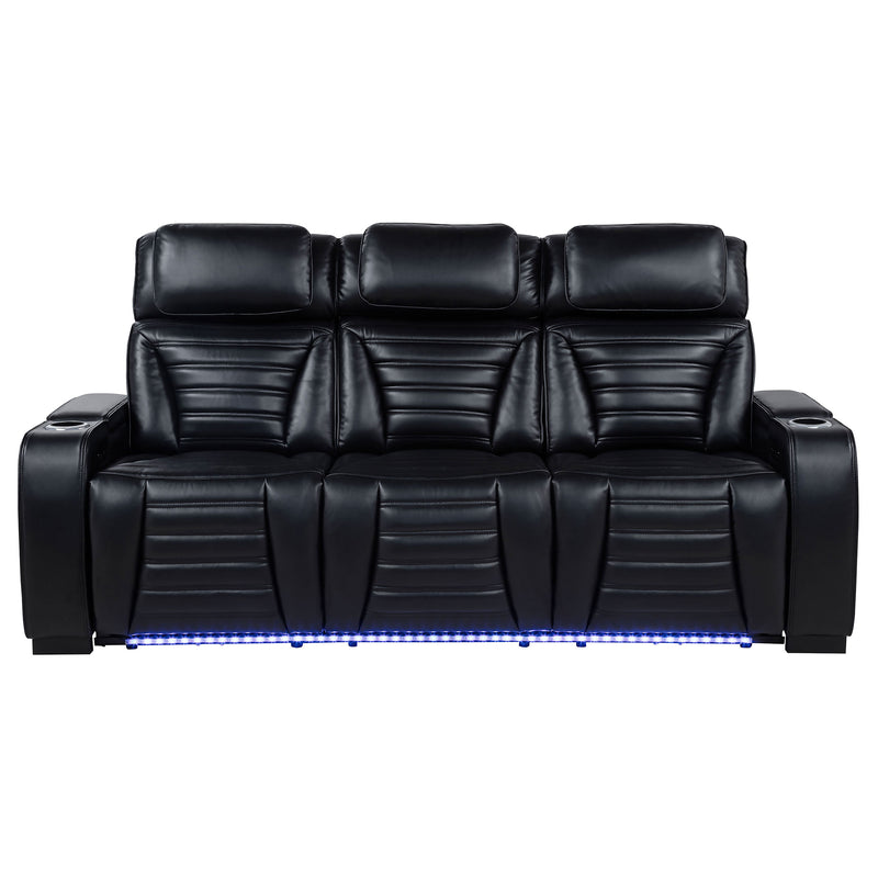 Zuma Dual Power Reclining Sofa with Reading Lights and Storage Black