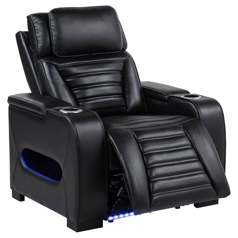 Zuma Dual Power Recliner with Cupholder Storage and LED Lighting Black