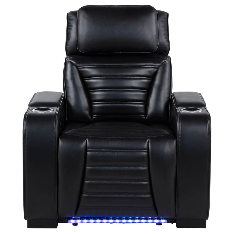 Zuma Dual Power Recliner with Cupholder Storage and LED Lighting Black