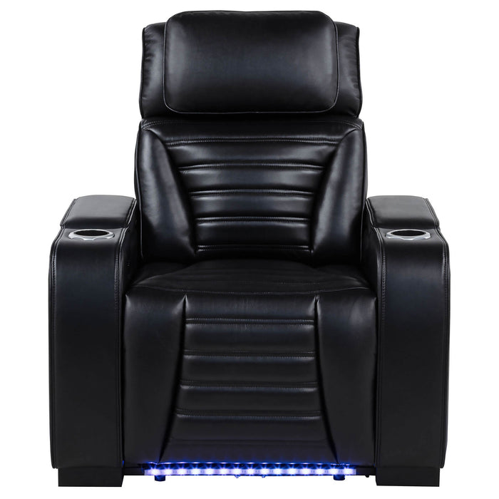 Zuma Faux Leather Upholstered Dual Power LED Recliner Black