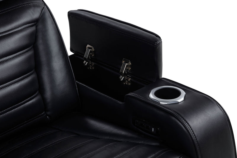 Zuma Dual Power Reclining Loveseat with Bluetooth and Storage Black