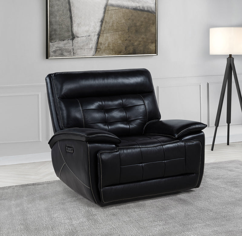 Hewitt Leather Upholstered Dual Power Recliner Chair Black