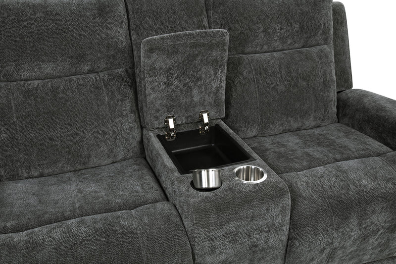 Kennett 2-piece Chenille Power Reclining Sofa Set Dark Grey